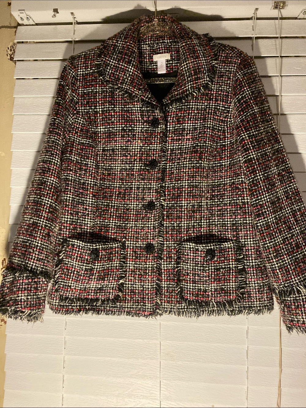 Chico's Multi-Color Tweed Button-Front Jacket